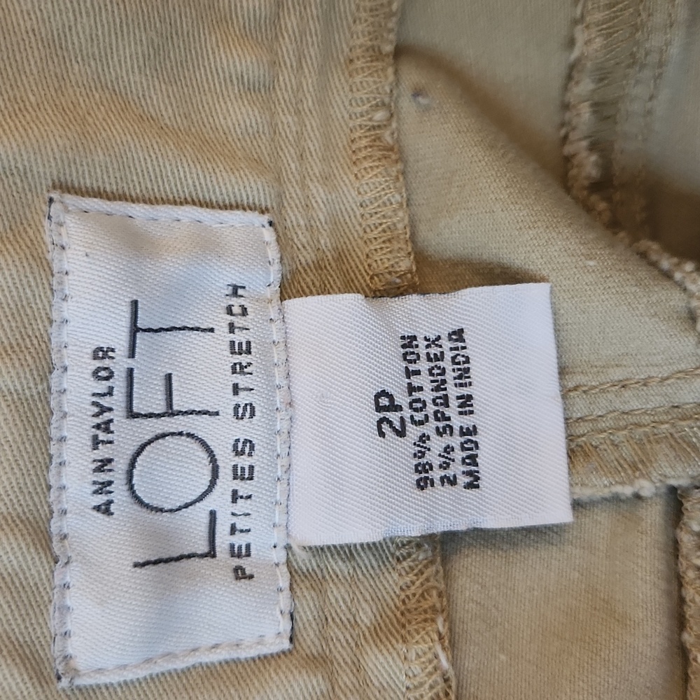 Ann Taylor Loft Women's Khaki Tan Cotton Blend Cropped Pants Size 2 Petite - Picture 6 of 11